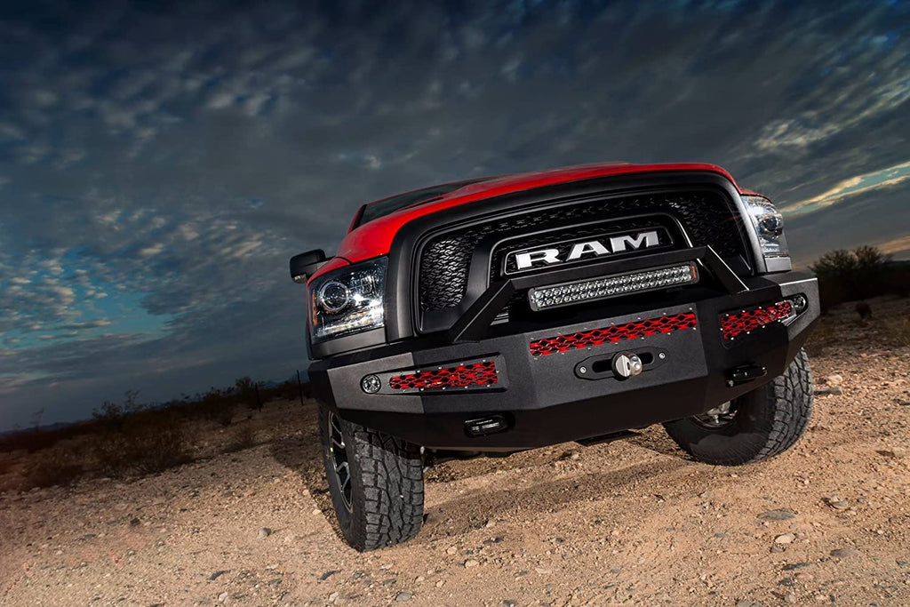 ICI AL-FBM11DGN-RT Aluminum Front Bumper, Dodge Ram Rebel, 2015-2018, Brighter Lighted View