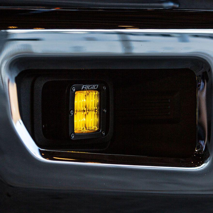 RIGID Industries SAE Fog Light D-Series Pro, Pair, Amber vehicle close up